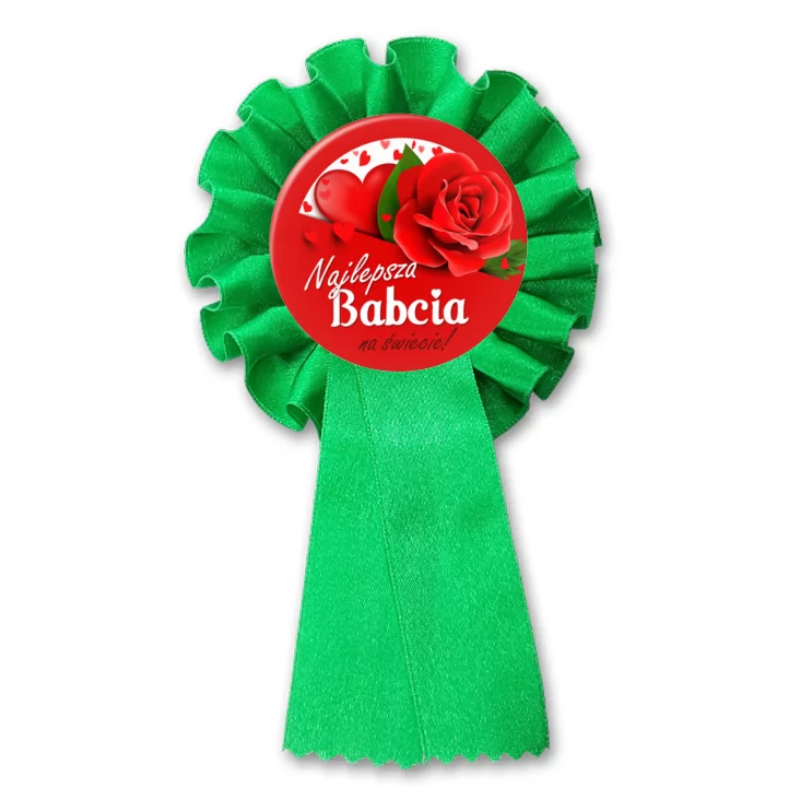 przypinka kotylion Dzień Babci - Najlepsza babcia z różami