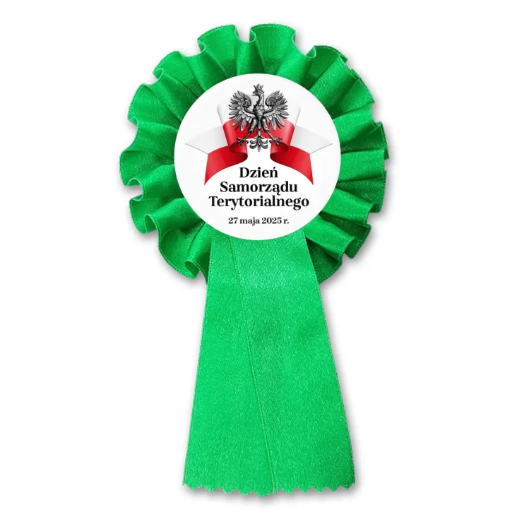 przypinka kotylion Dzień Samorządu Terytorialnego na białym tle
