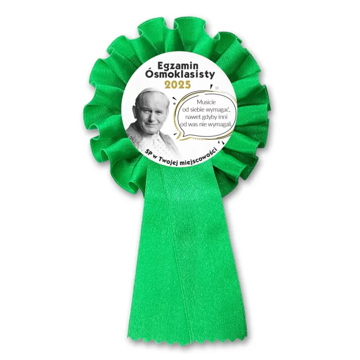 przypinka kotylion Egzamin Ósmoklasisty z Janem Pawłem II