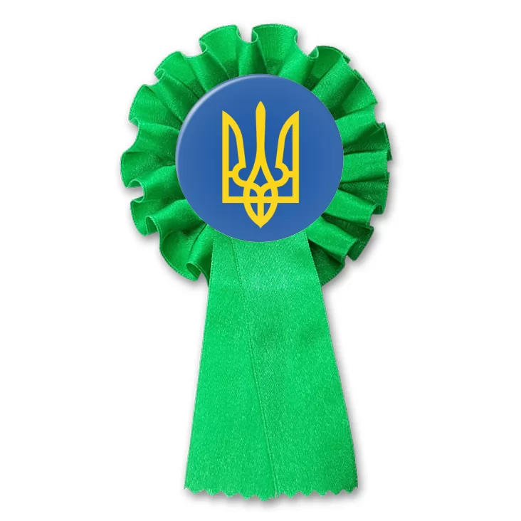 przypinka kotylion Herb Ukraina na niebieskim tle