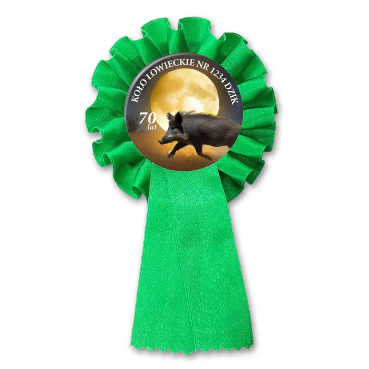 przypinka kotylion Koło Łowieckie Dzik Jubileusz