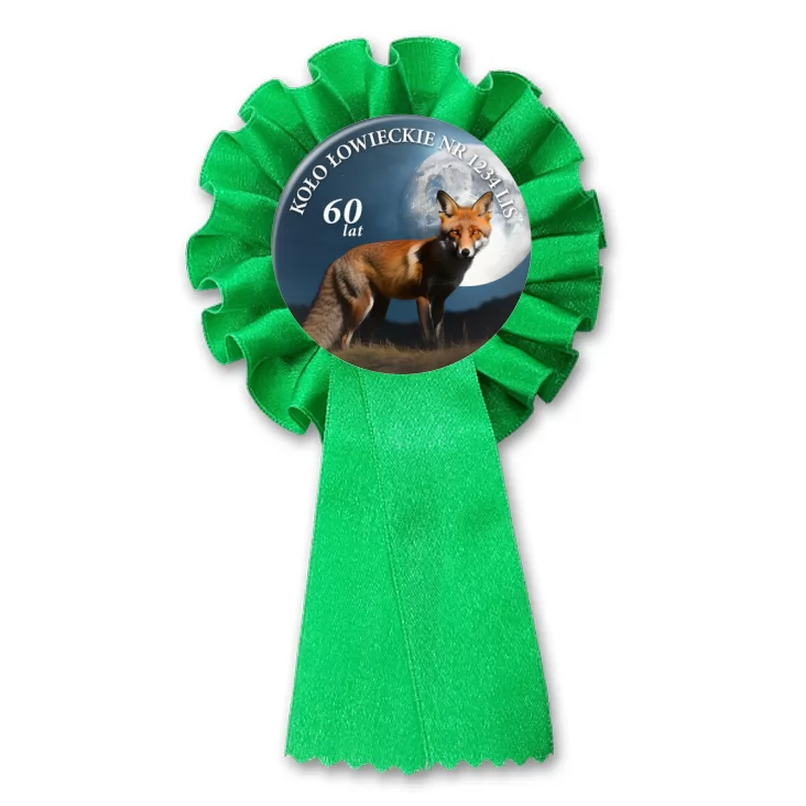 przypinka kotylion Koło Łowieckie Lis Jubileusz