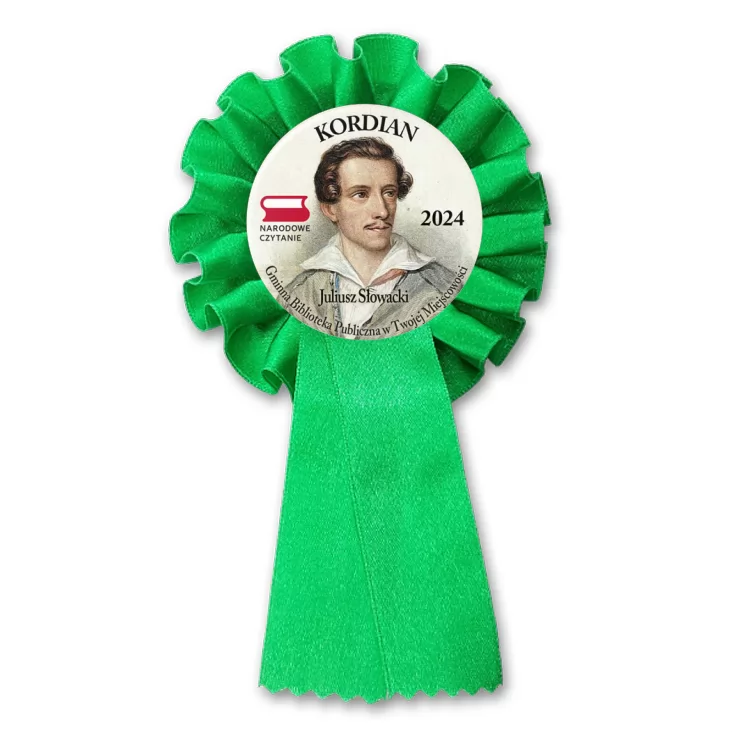 przypinka kotylion Kordian portret Słowackiego