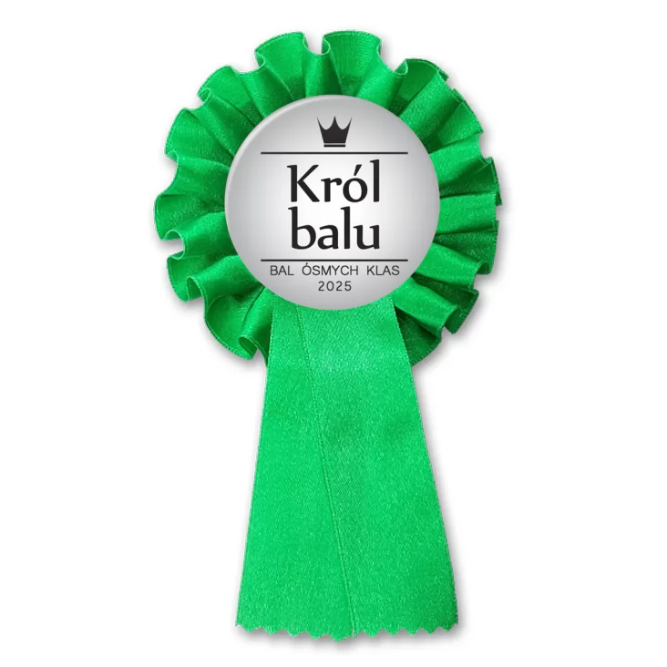 przypinka kotylion Król Balu Ósmych Klas szary