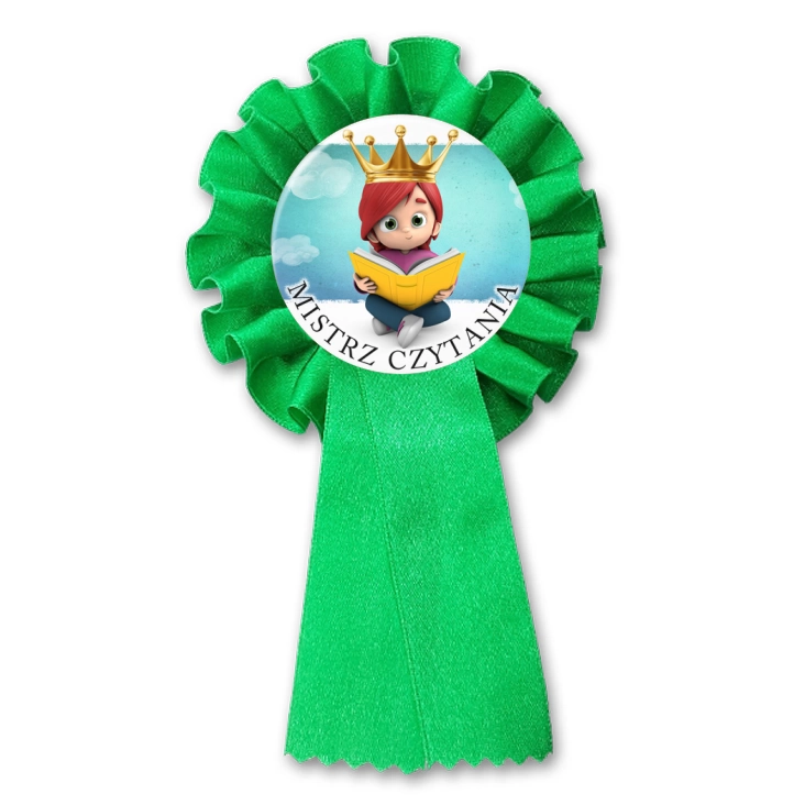przypinka kotylion Mistrz czytania w koronie