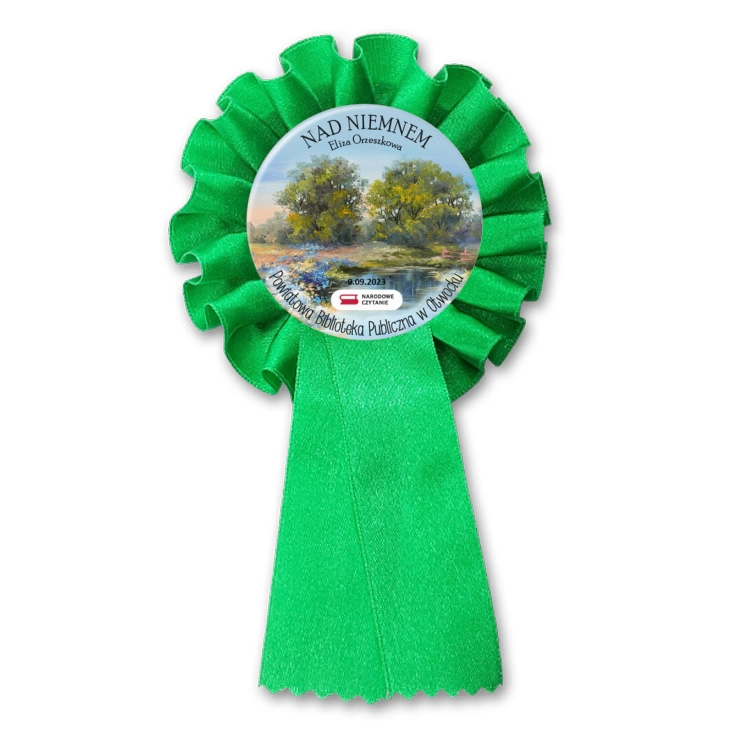 przypinka kotylion Narodowe Czytanie Eliza Orzeszkowa Biblioteka Otwock