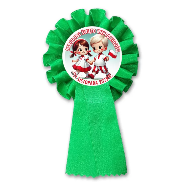 przypinka kotylion Narodowe Święto Niepodległości dziewczynka i chłopiec
