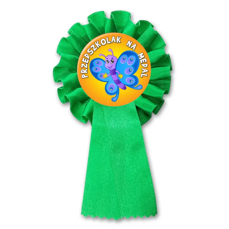 przypinka kotylion Przedszkolak na medal grupa motylki