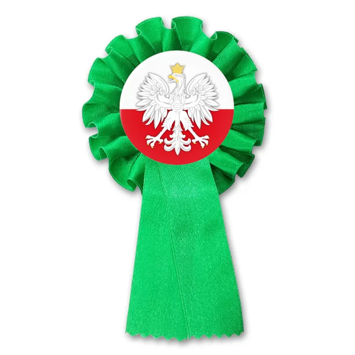 przypinka kotylion Godło - Orzeł na tle biało-czerwonym