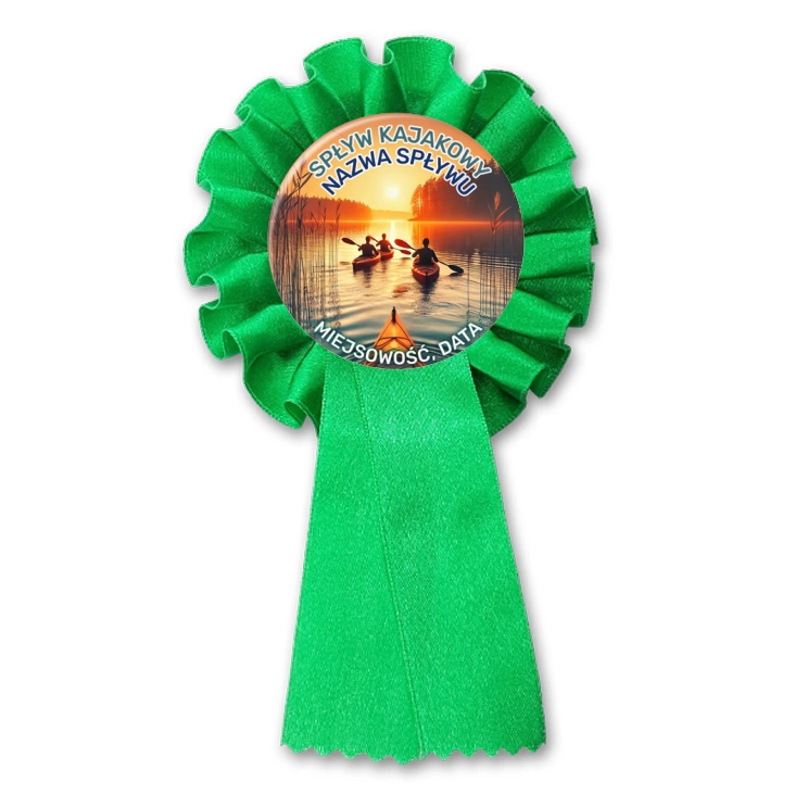 przypinka kotylion Spływ kajakowy zachód słońca