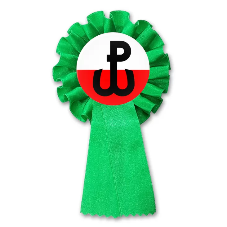 przypinka kotylion Znak Polska Walcząca na biało-czerwonym tle