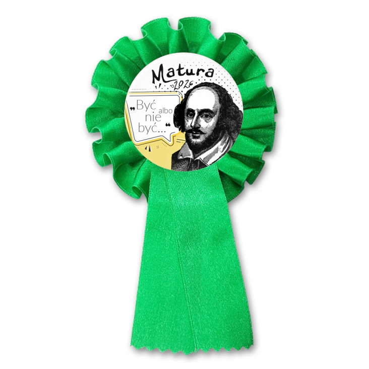 przypinka kotylion Matura z Williamem Shakespearem