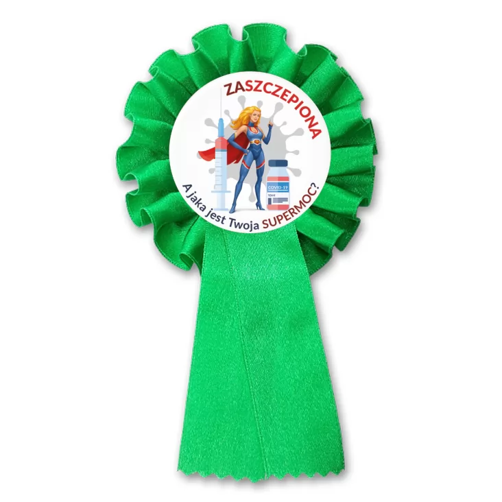 przypinka kotylion Zaszczepiona