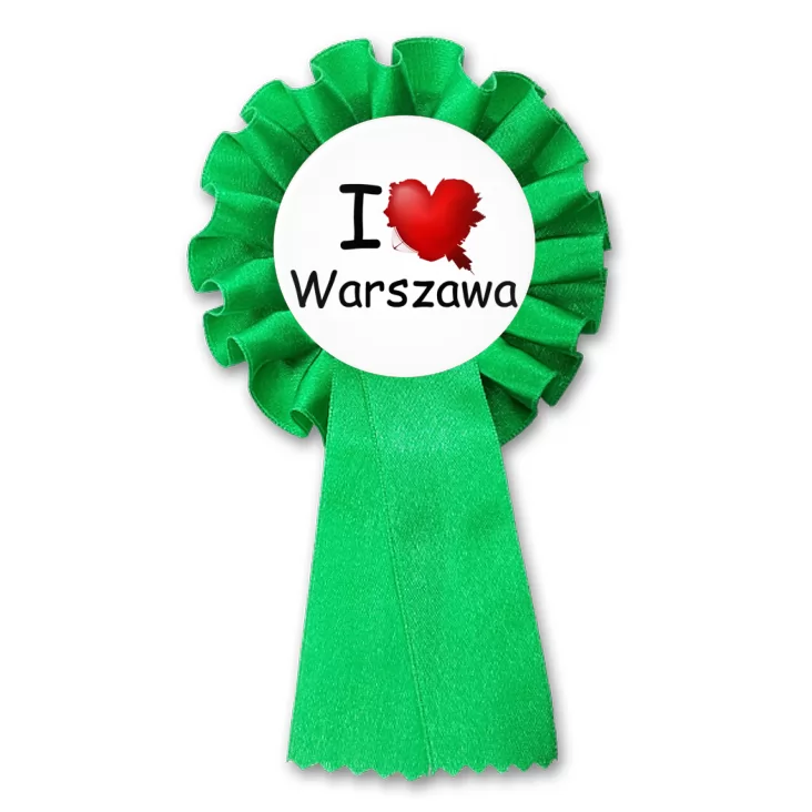 przypinka kotylion I love Warszawa