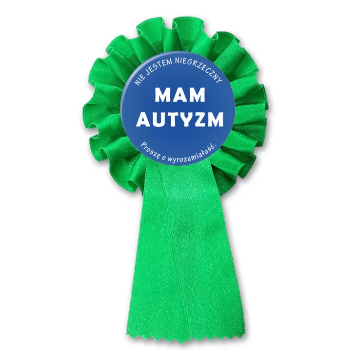 przypinka kotylion Mam autyzm. Proszę o wyrozumiałość.