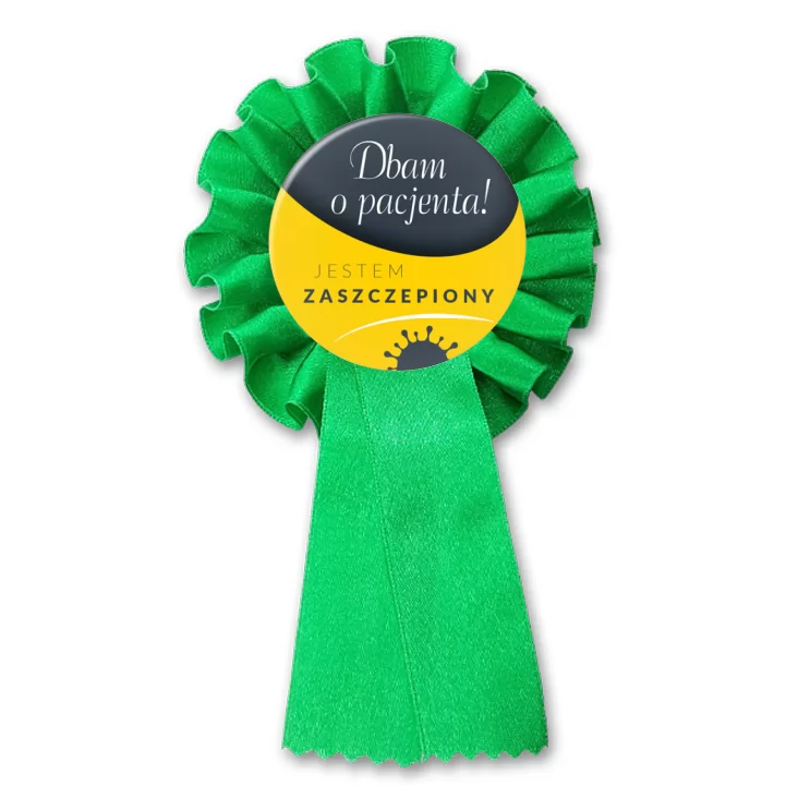 przypinka kotylion Jestem zaszczepiony. Dbam o pacjenta