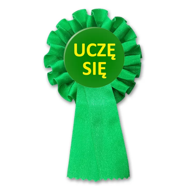 przypinka kotylion Uczę się napis
