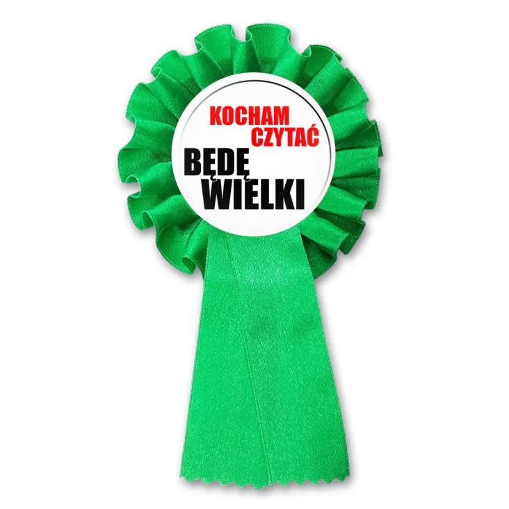 przypinka kotylion Kocham czytać - będę wielki