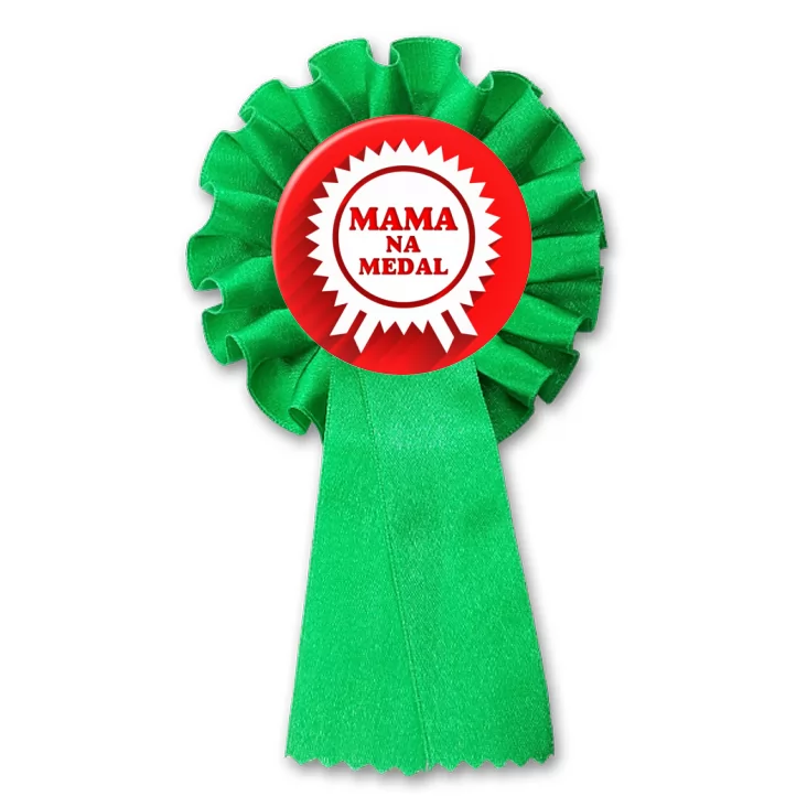 przypinka kotylion Mama na medal z rozetą