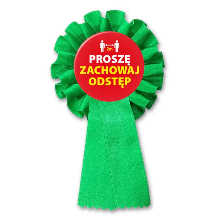 przypinka kotylion Zachowaj odstęp proszę
