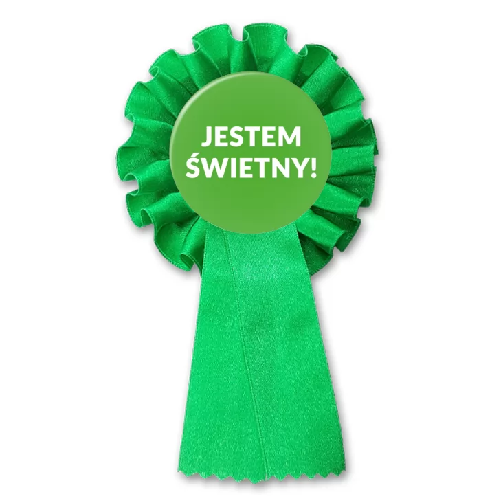 przypinka kotylion Jestem Świetny!