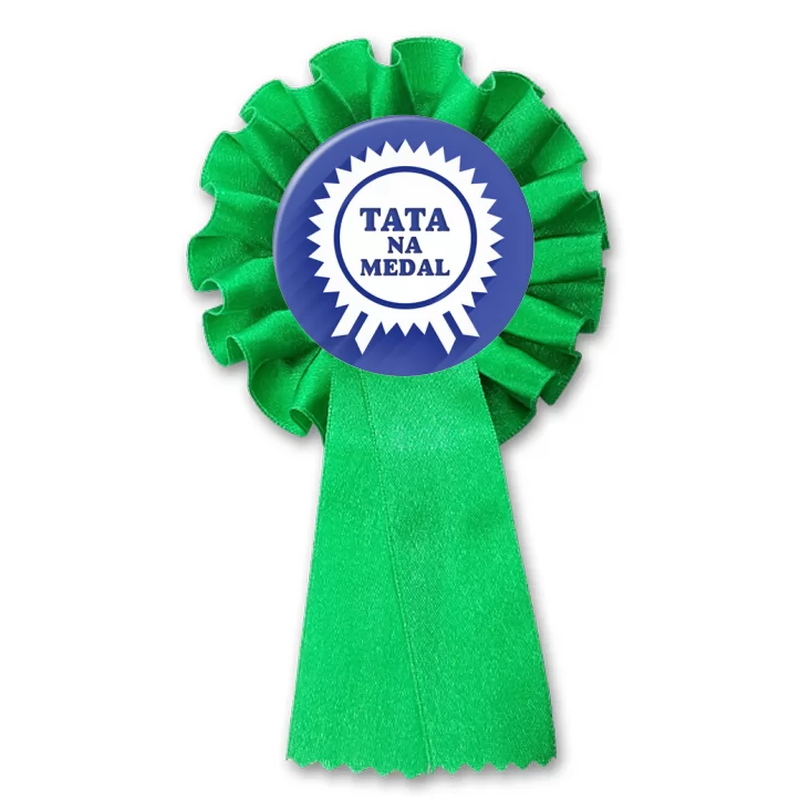 przypinka kotylion Tata na medal z rozetą