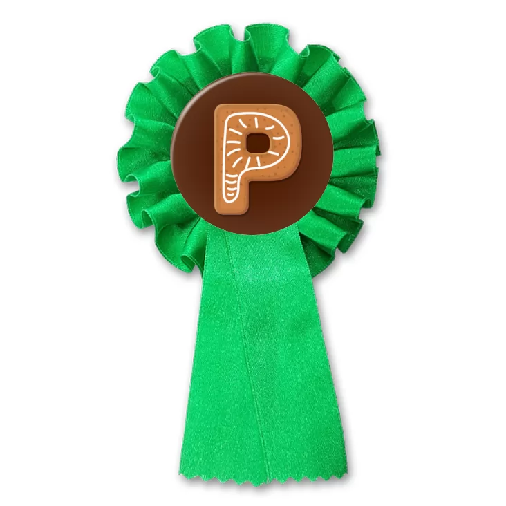 przypinka kotylion Piernikowa litera P