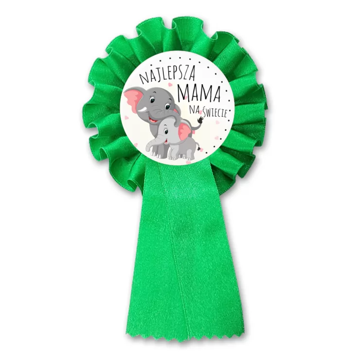 przypinka kotylion Dzień Matki Najlepsza mama na świecie Słoniki