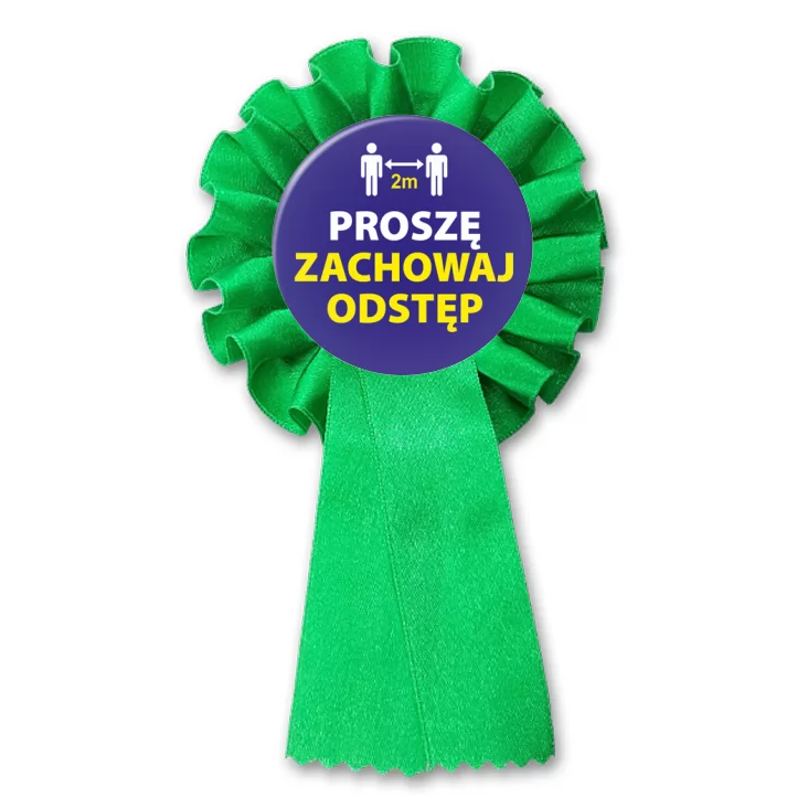 przypinka kotylion Proszę zachowaj odstęp