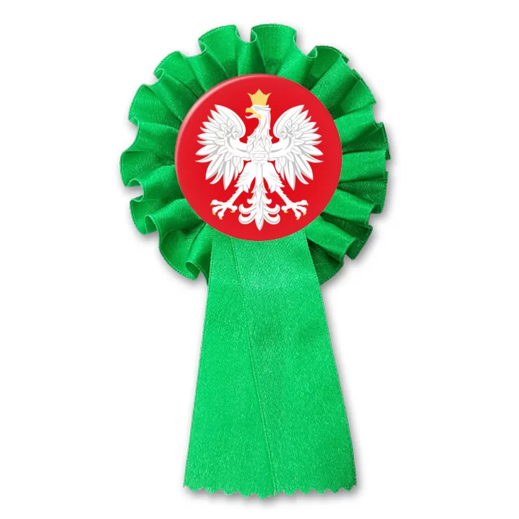 przypinka kotylion Orzeł na czerwonym tle