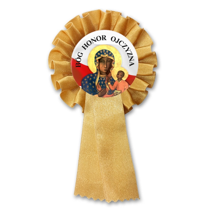 przypinka kotylion Bóg Honor Ojczyzna Matka Boska