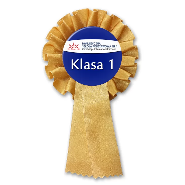 przypinka kotylion Dwujęzyczna Szkoła Ponstawowa nr 1 - klasa 1