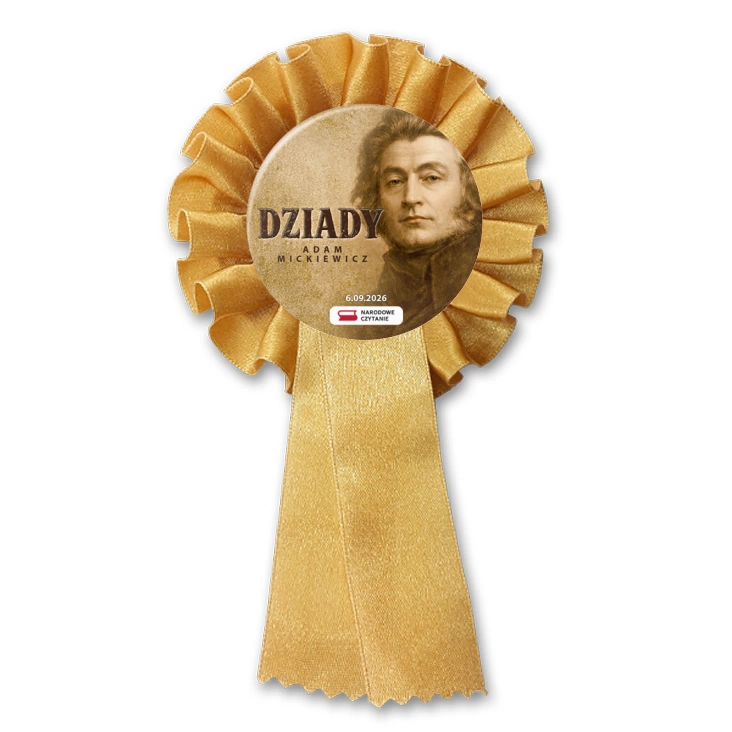 przypinka kotylion Dziady Adam Mickiewicz sepia