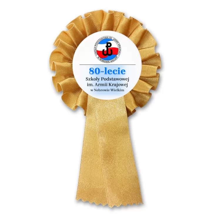przypinka kotylion Jubileusz 80-lecia SP im. Armii Krajowej w Nebrowie Wielkim