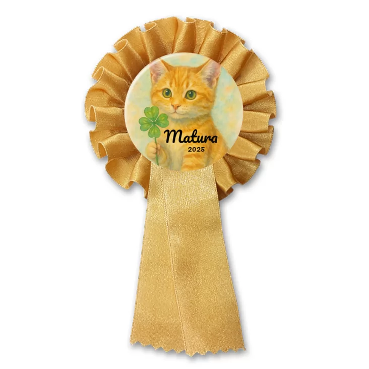 przypinka kotylion Matura z z rudym kotem