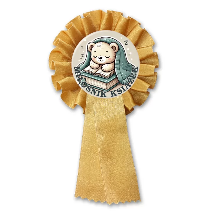 przypinka kotylion Miś miłośnik książek