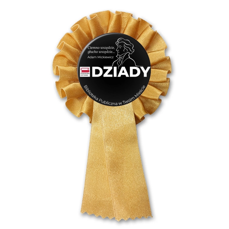 przypinka kotylion Narodowe Czytanie Ciemno wszędzie