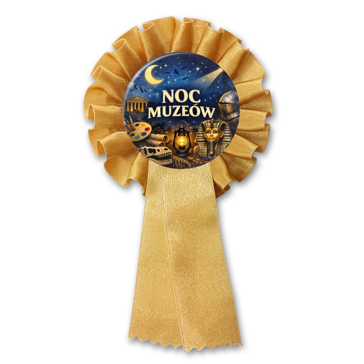 przypinka kotylion Noc Muzeów - Kleopatra i zbroja