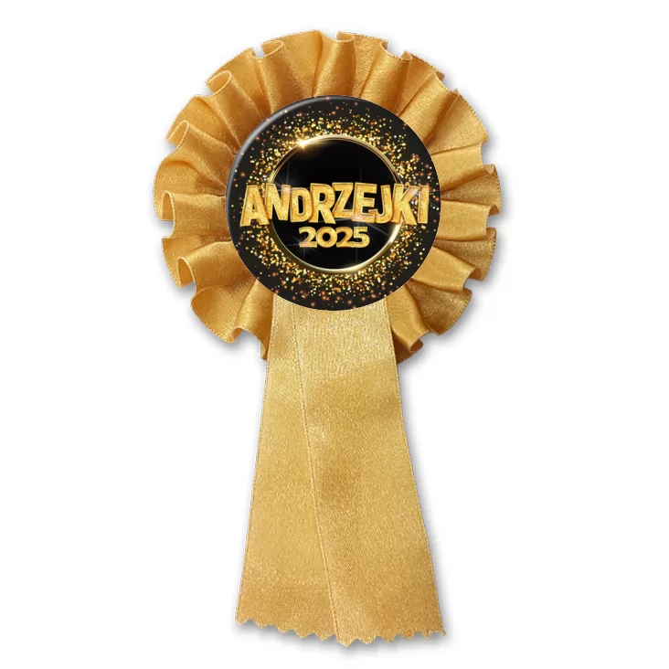 przypinka kotylion Andrzejki złoty napis