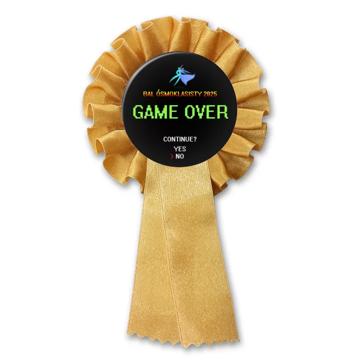 przypinka kotylion Bal Ósmoklasisty game over continue yes no
