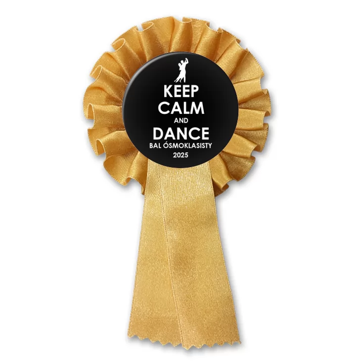 przypinka kotylion Bal Ósmoklasisty keep calm czarna