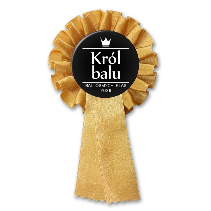 przypinka kotylion Bal Ósmych Klas z koroną król balu