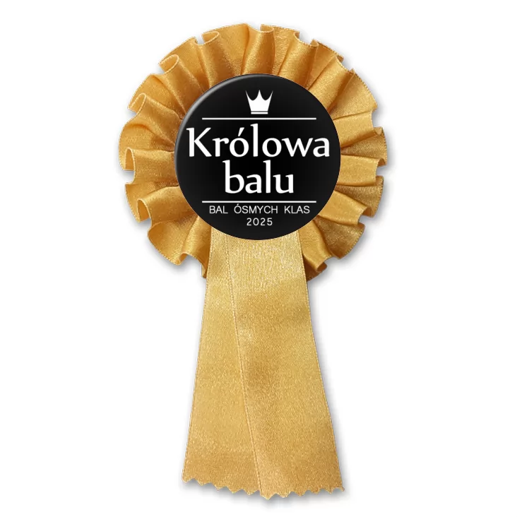 przypinka kotylion Bal Ósmych Klas z koroną królowa balu czarna