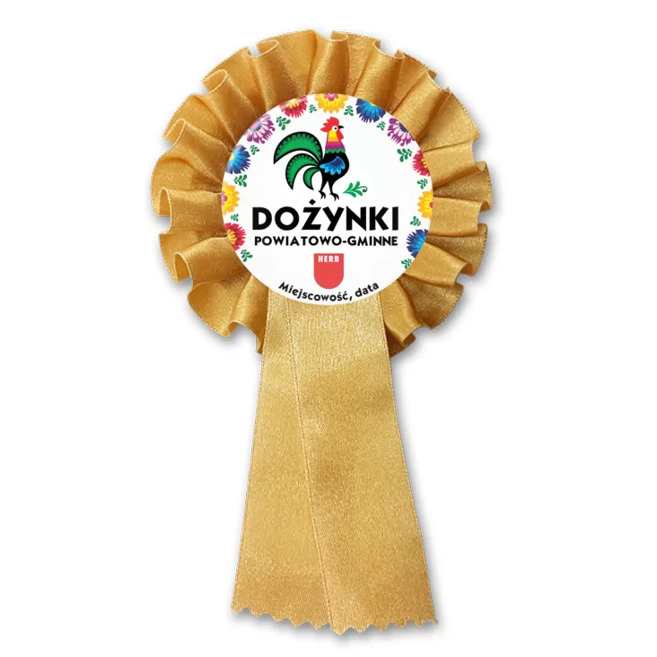 przypinka kotylion Dożynki powiatowo-gminne z kogutem