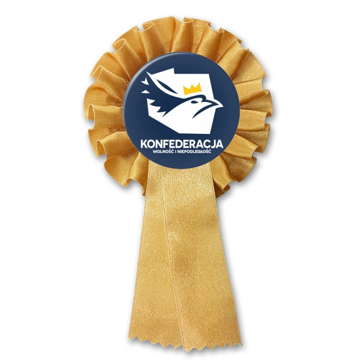 przypinka kotylion Konfederacja logo w inwersji