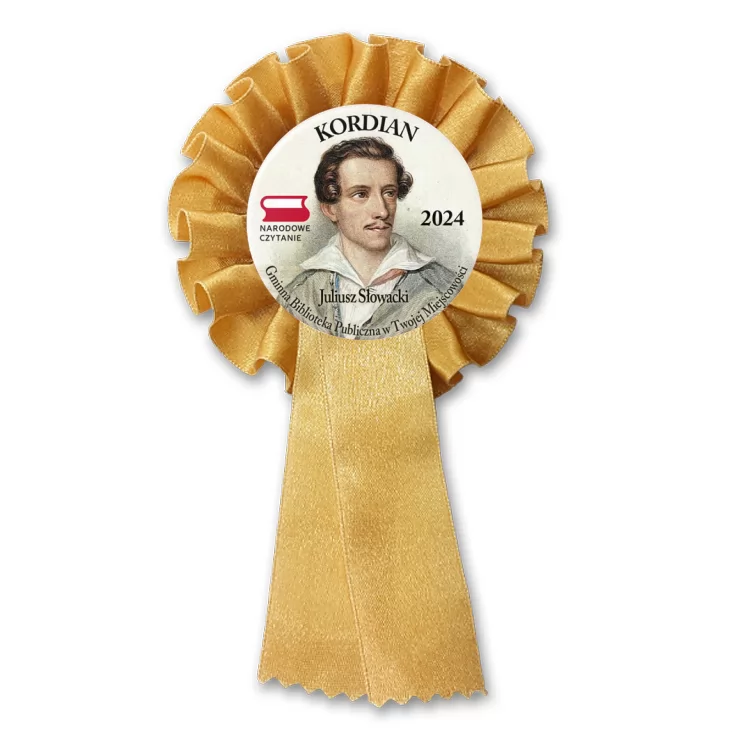 przypinka kotylion Kordian portret Słowackiego