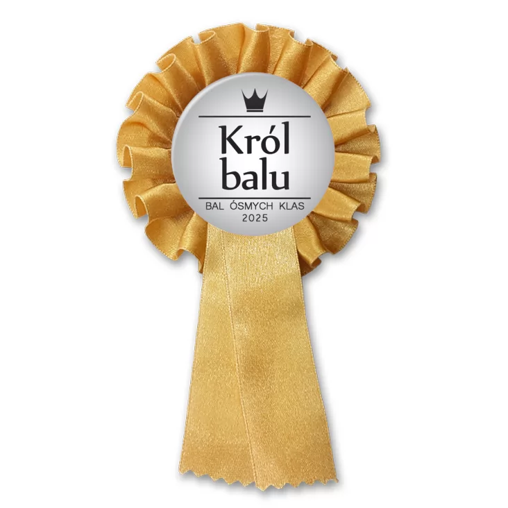 przypinka kotylion Król Balu Ósmych Klas szary