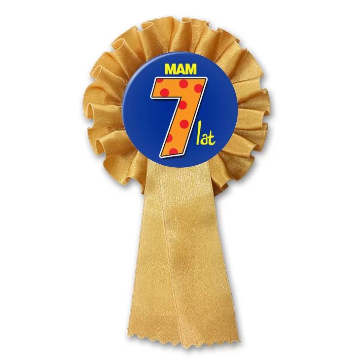 przypinka kotylion Mam 7 lat
