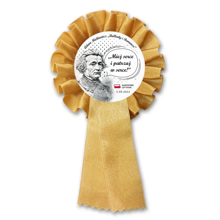 przypinka kotylion Narodowe Czytanie Adam Mickiewicz cytat