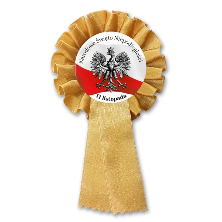 przypinka kotylion Narodowe Święto Niepodległości Orzeł na tle flagi